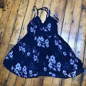 Haoduoyi strappy navy floral sundress, size S